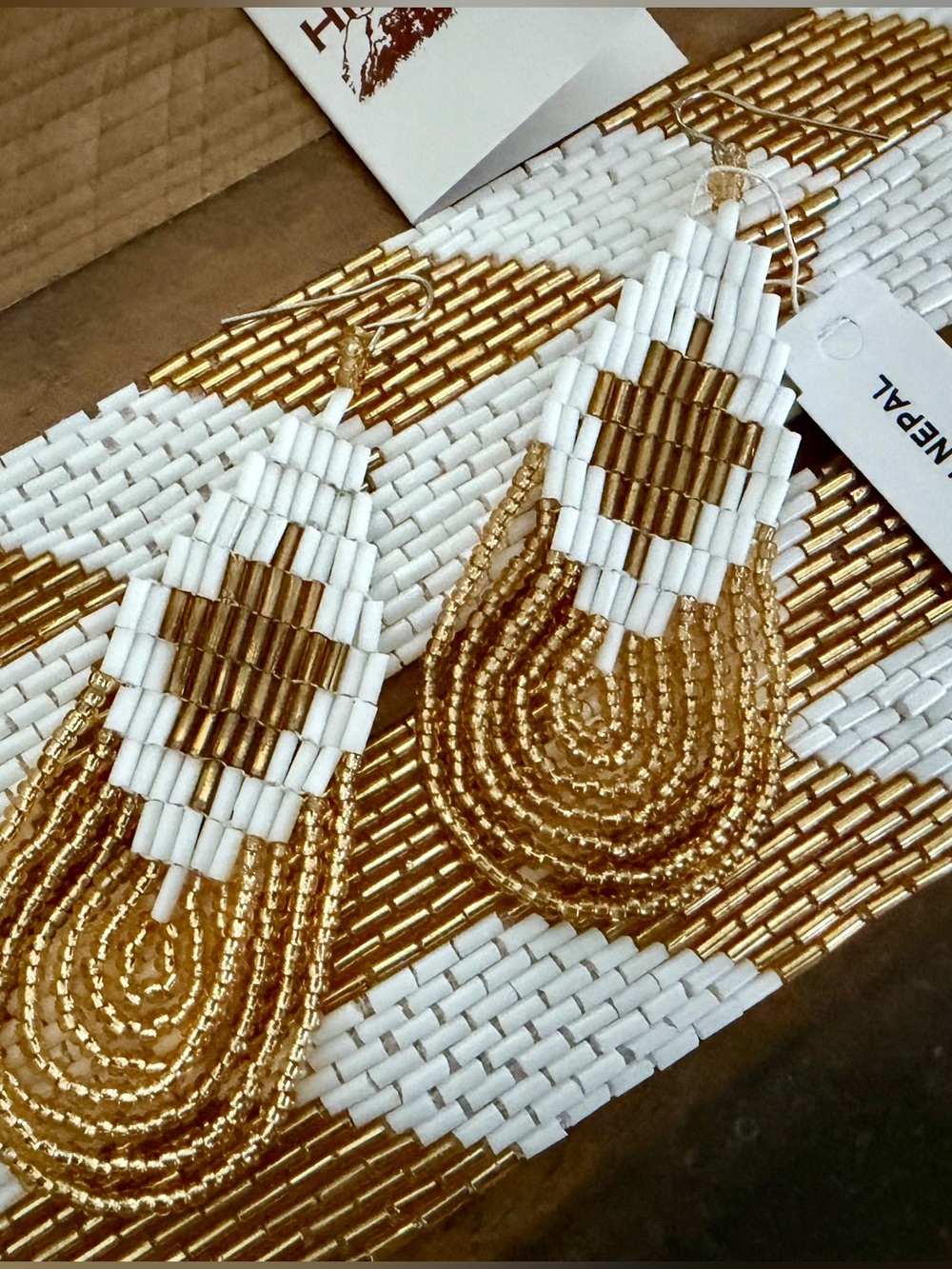 NWT HIMALAYAN GEMS POTAY BEAD WATERFALL NECKLACE & EARRINGS SET WHITE GOLD